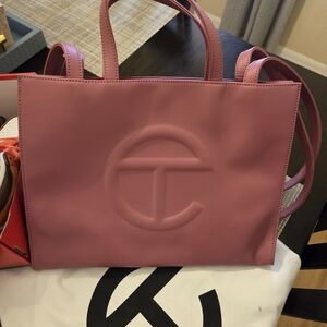 Pink Embossed Logo Tote Bag - Women's Shoulder Bag